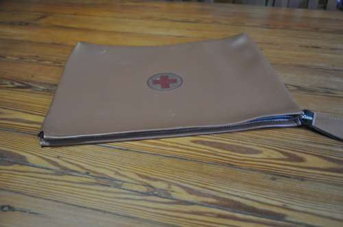 Vintage Vinyl Carry Bag With Red Cross