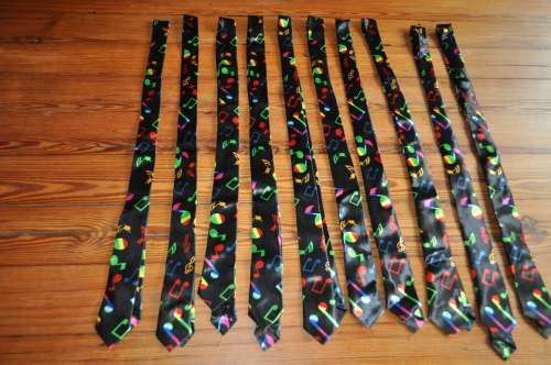 Black Ties With Multi Colour Musical Notes 10 In Total