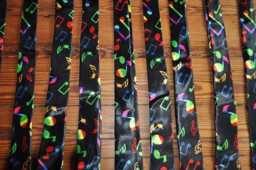 Black Ties With Multi Colour Musical Notes 10 In Total