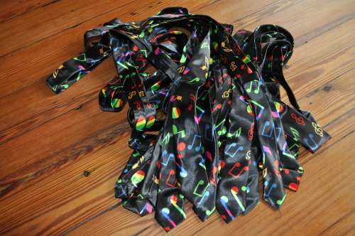 Black Ties With Multi Colour Musical Notes 10 In Total