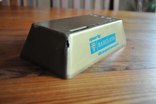 Vintage Barclays Bank 1980s Gold Bar Money Box (please read)