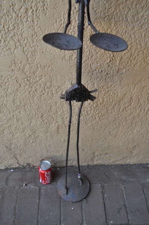 Artisan African She Warrior Metal Sculpture Candle Holder