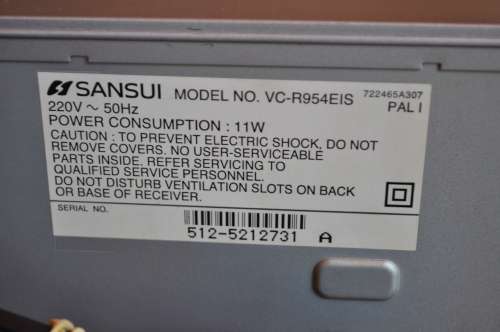 Sansui HiFi Stereo VHS Video Cassette Recorder