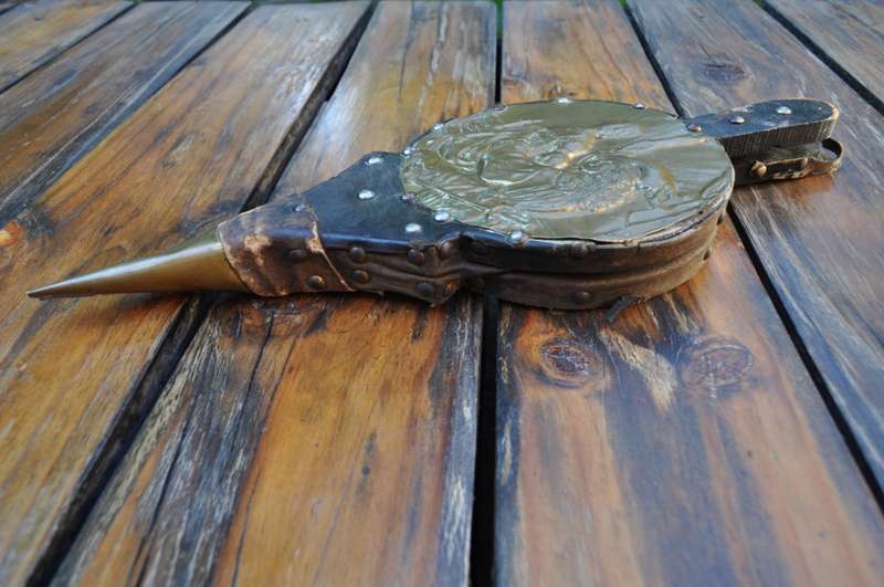 Vintage Fireplace Bellows Brass Wood