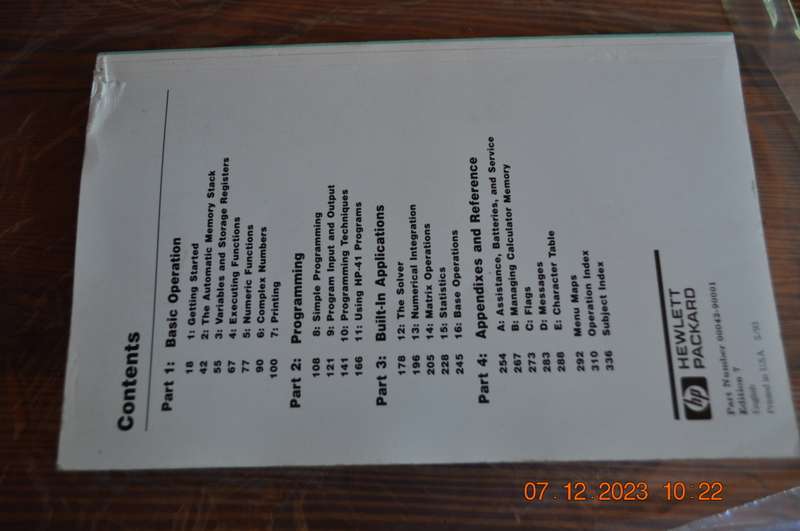 Hewlett Packard HP-42S Original Owners User Manual