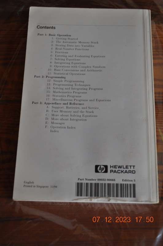 Hewlett Packard HP 32SII Original Owners User Manual