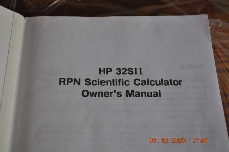Hewlett Packard HP 32SII Original Owners User Manual