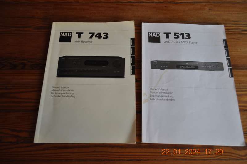 NAD AV T 743 Owners Manual T 513 DVD CD Manual