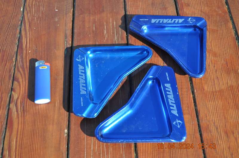 Vintage Alitalia Airlines Aluminum Ashtrays