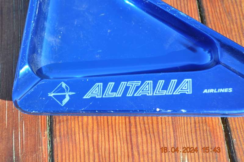 Vintage Alitalia Airlines Aluminum Ashtrays