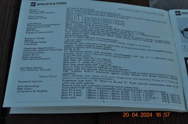 Olympus OM 1 Original Instructions User Manual