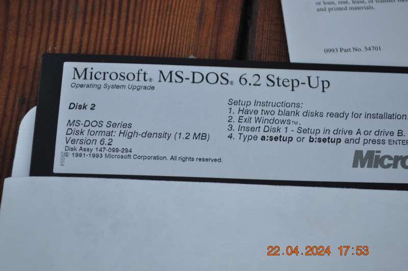 Microsoft MS-Dos 6.2 Setup Operating System