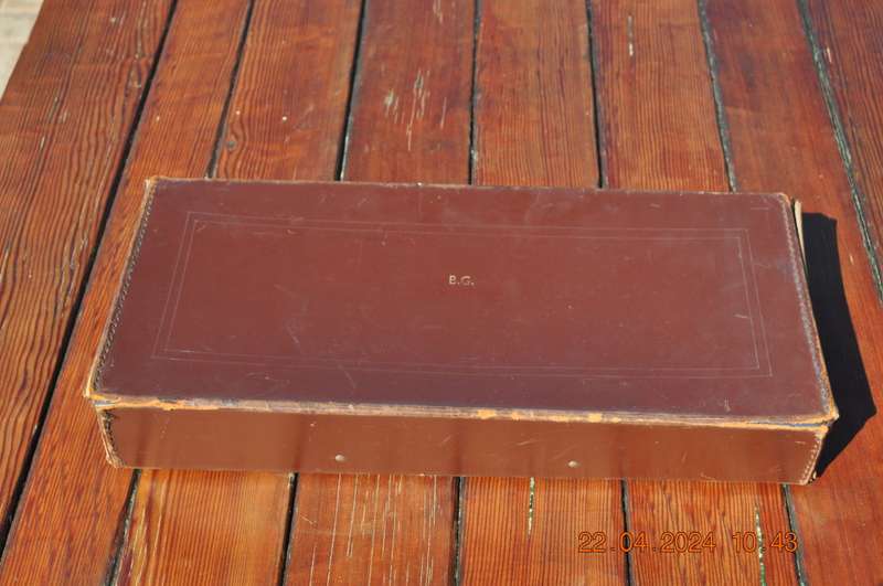 Vintage Brown Leather Carry Case Markings BC