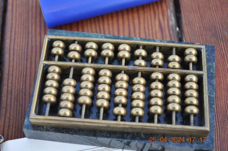 Vintage Chinese Mini Brass Abacus Calculator