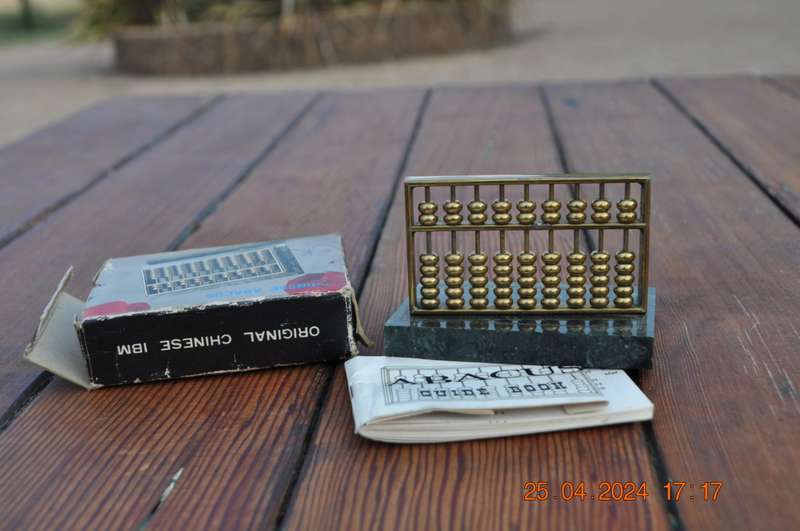 Vintage Chinese Mini Brass Abacus Calculator