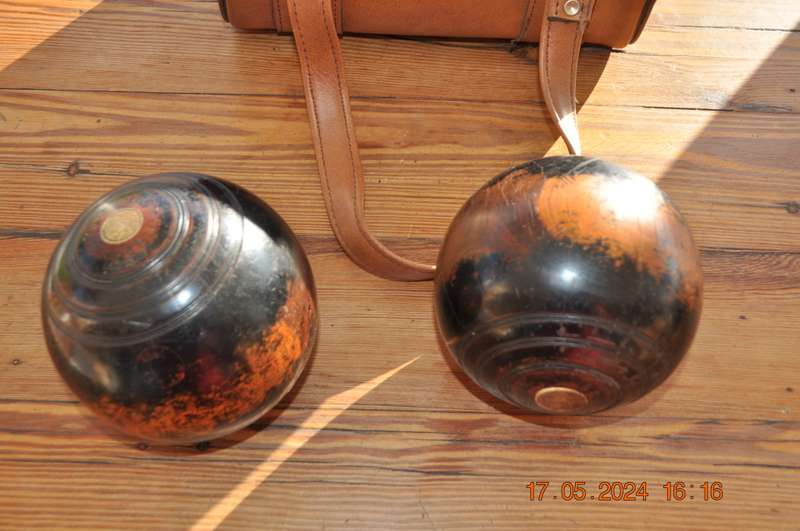 Vintage Lawn Bowls In Carry Bag Collectors Item