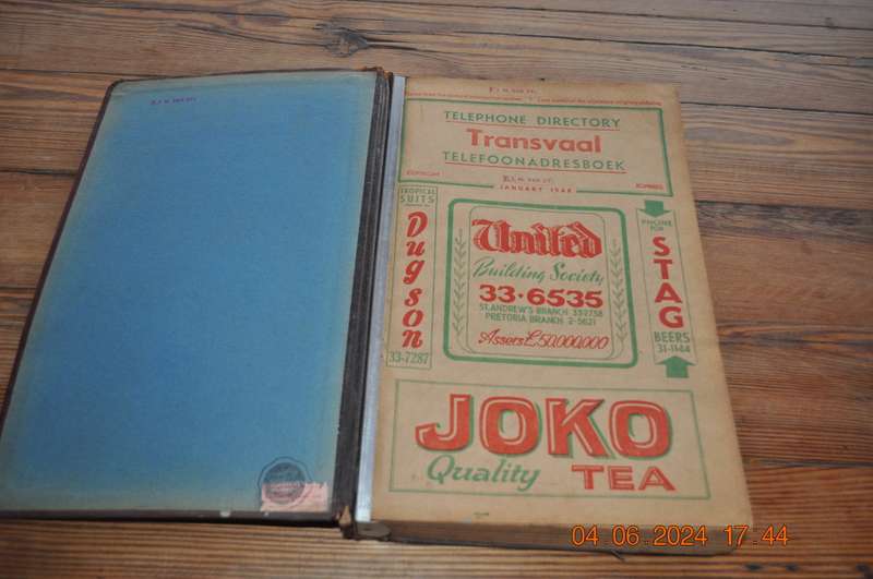 Vintage 1948 Transvaal Telephone Directory