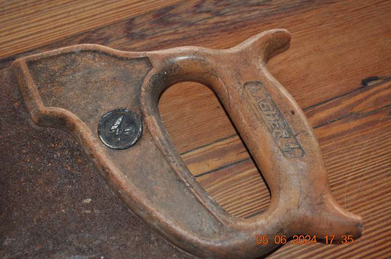 Vintage Lasher Rusted Carpenters Hand Saw