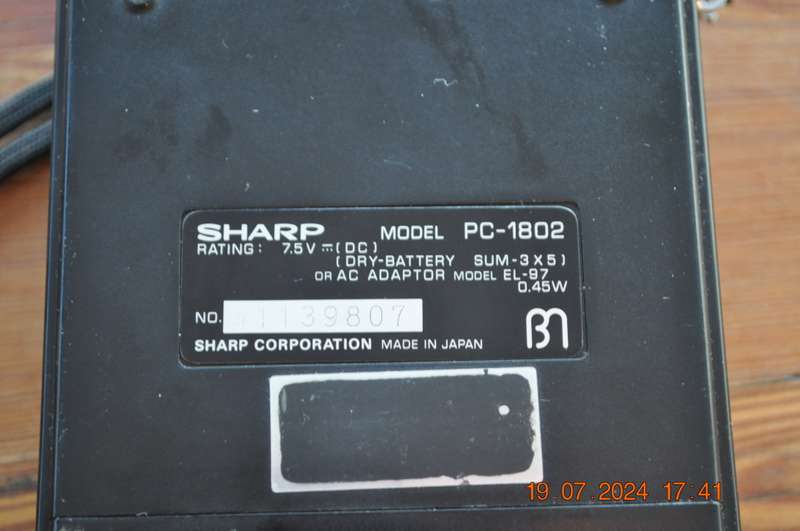 Vintage Sharp PC-1802 Calculator