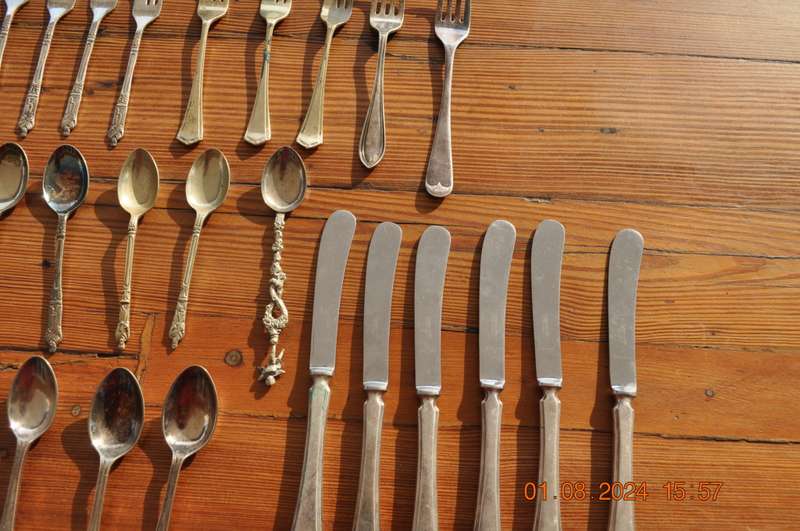 Silver Plated Knifes Forks Bowls