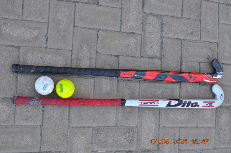 Hockey Sticks x 2 Plus 2 Balls