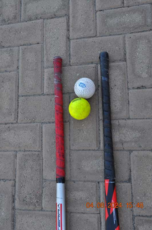 Hockey Sticks x 2 Plus 2 Balls