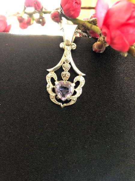 Silver Pendant With Aquamarine Crystal On Silver Chain