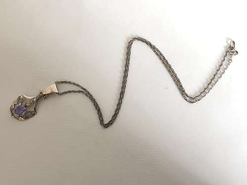 Silver Pendant With Aquamarine Crystal On Silver Chain