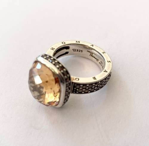 Set - Thomas Sabo Earrings, Pendant and Ring. Imperial Topaz Stones. All 925 Silver