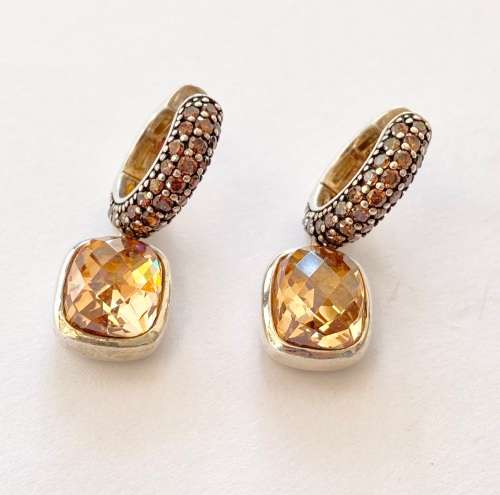 Set - Thomas Sabo Earrings, Pendant and Ring. Imperial Topaz Stones. All 925 Silver
