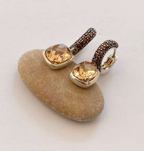 Set - Thomas Sabo Earrings, Pendant and Ring. Imperial Topaz Stones. All 925 Silver