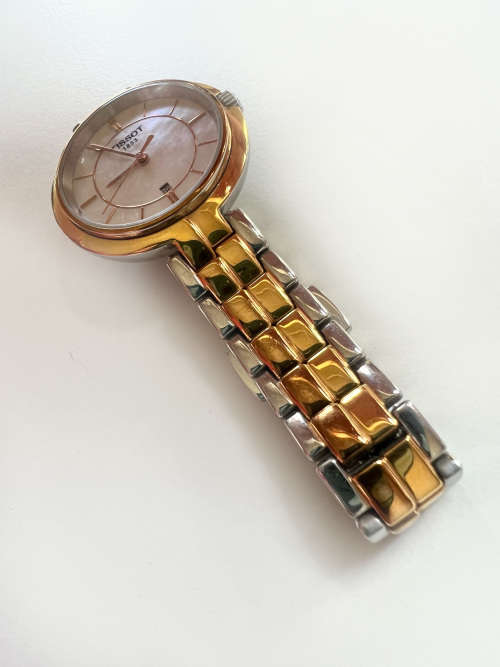 Watch - Tissot 1853 T094210 Flamingo Watch. Mother of Pearl Face. Silver & Gold Tone Strap ML1910