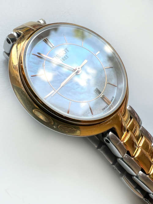 Watch - Tissot 1853 T094210 Flamingo Watch. Mother of Pearl Face. Silver & Gold Tone Strap ML1910