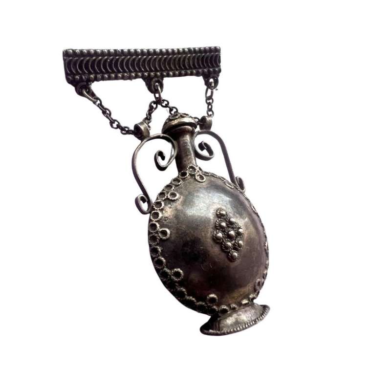 Antique and Collectable - Silver Tone Vintage Perfume Bottle Brooch