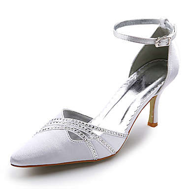Top Quality High Heel Closed-toes Satin With Rhinestone Wedding Bridal Shoes