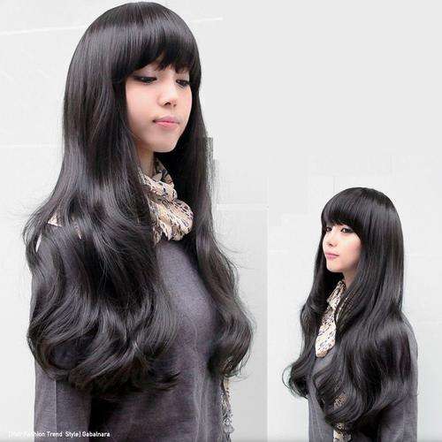 IN STOCK!!100% Japanese Kanekalon Fiber Women Wig Korean Style Curly Long Hair-DARK BROWN