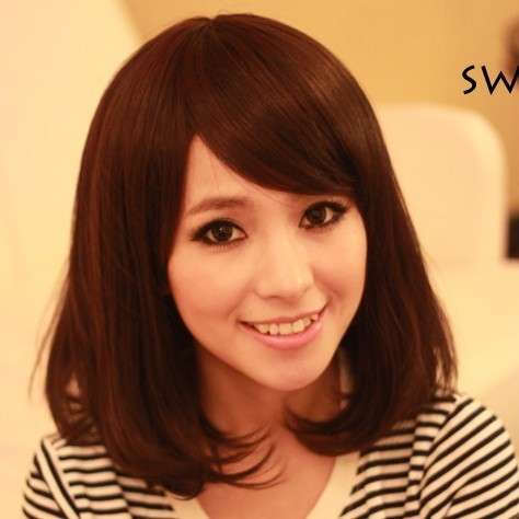 100% Japanese Kanekalon Fiber Synthetic Middle-Length Hair Modern Wigs-Three Different Colors