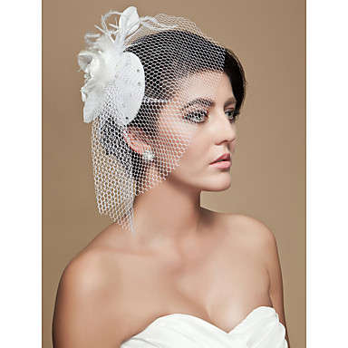 IN STOCK!!Feather Tulle Wedding Bridal Headpiece
