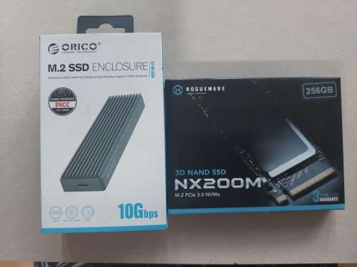 256Gb M.2 NAND SSD  +  Orico M.2 NVMe SSD Enclosure