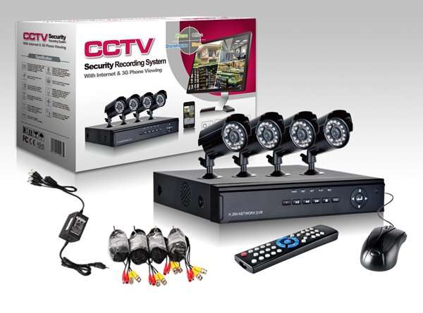 Complete 4 Channel Security Surveillance System With Internet & 3G Phone Viewing and FREE cables