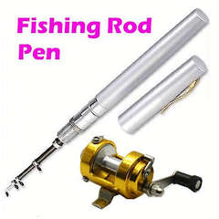 Pocket pen fishing ROD - worlds smallest fishing rod with FREE hooks, weight and reel