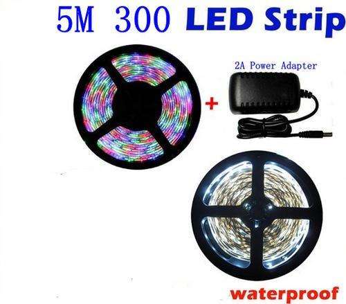 5M/roll 300 Leds SMD Waterproof Flexible LED Strip Light(blue) + 2A transformer