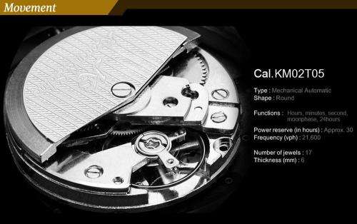 KS Brand New 24 Hours Display Self Wind Relogio Leather Band Analog Male Automatic Mechanical Clock