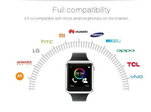 Hot Smart Watch A1 Clock Sync Notifier Support SIM TF Card Connectivity Apple iphone Android Phones