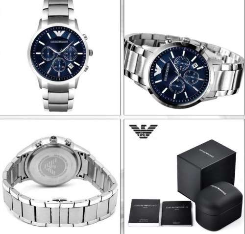 Mens Emporio Armani AR2448 Blue dial stainless steel watch