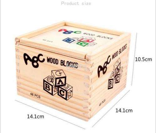 2016 New Arrival 48pcs Vintage Alphabet Wood Blocks Kids Educational Building Wooden Gift Letter ABC