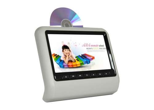 9 Inch BEIGE Car Headrest Monitor with DVD Player (Pair) - 800x480 Res - Speaker - Game Func REMOTE