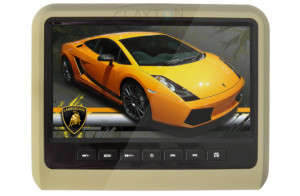 9 Inch BEIGE Car Headrest Monitor with DVD Player (Pair) - 800x480 Res - Speaker - Game Func REMOTE
