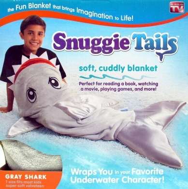 New Snuggie Tails SHARK Blanket One Size Fits Most - Super Soft Velveteen