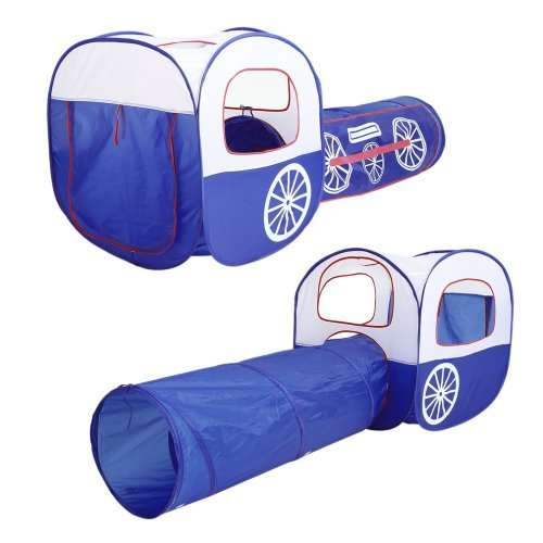 Indoor and Outdoor Foldable Cartoon Train Kids 2 In 1 Pop-Up Play Tent Tunnel Kid Play Game House